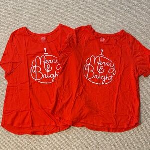 Old Navy Red Merry & Bright Matching Tees